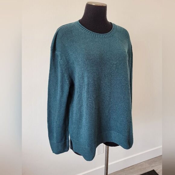 Ella Moss Green Sweater Crew Neck Pullover Fisherman Cozy Soft Girl Academia L - Picture 2 of 10